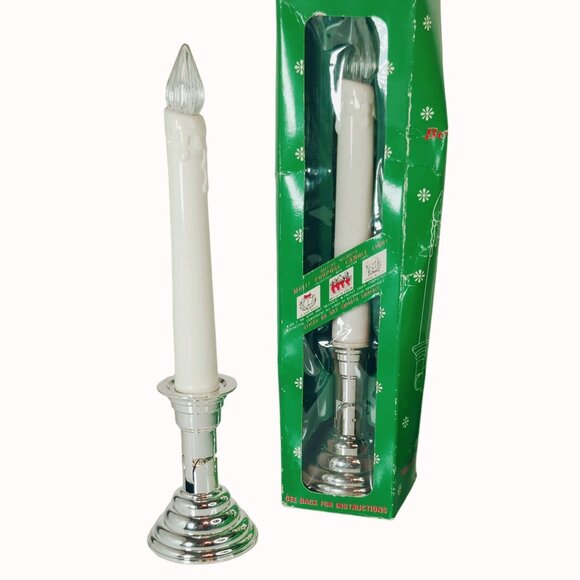 Vintage Holiday Bendable Battery Operated Candlelight Set With Silver Holders - Picture 3 of 5